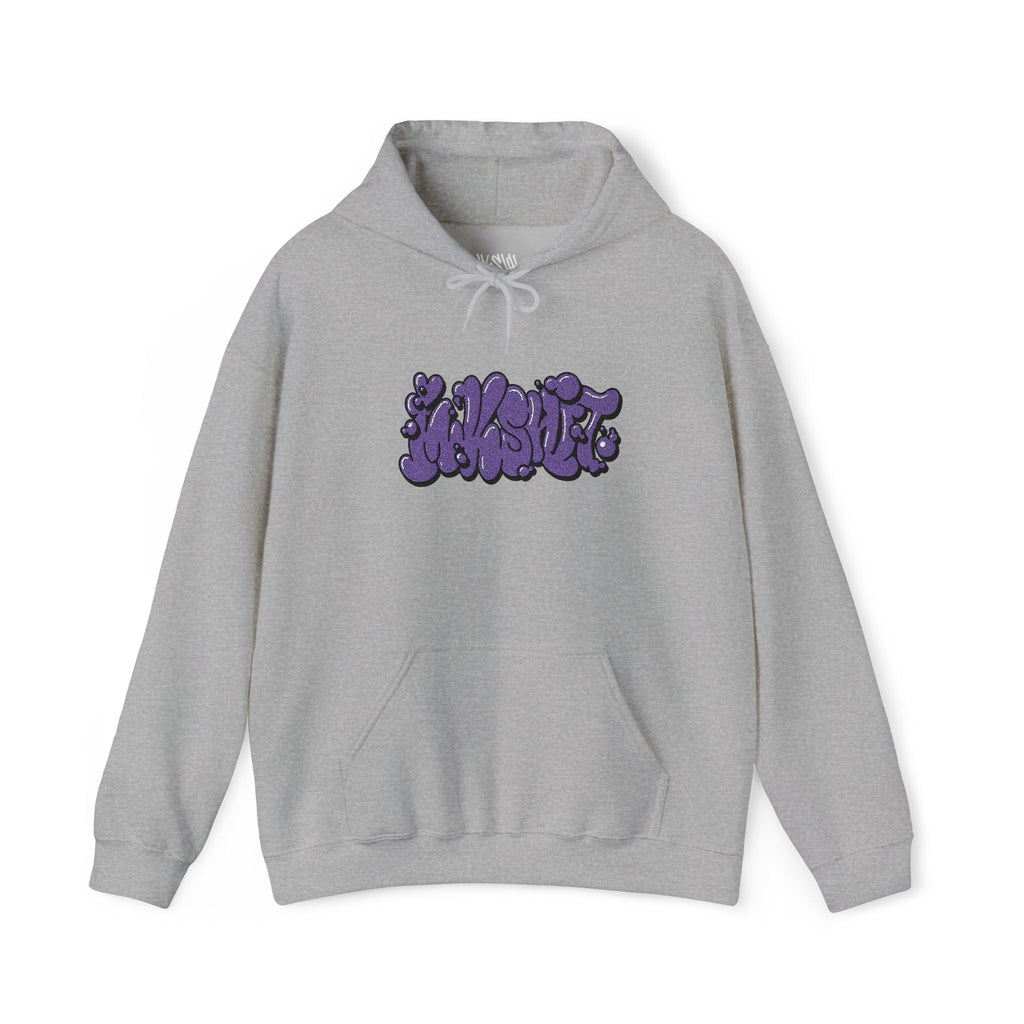 "INKSHIT" purple embroidered Graffiti Hoodie